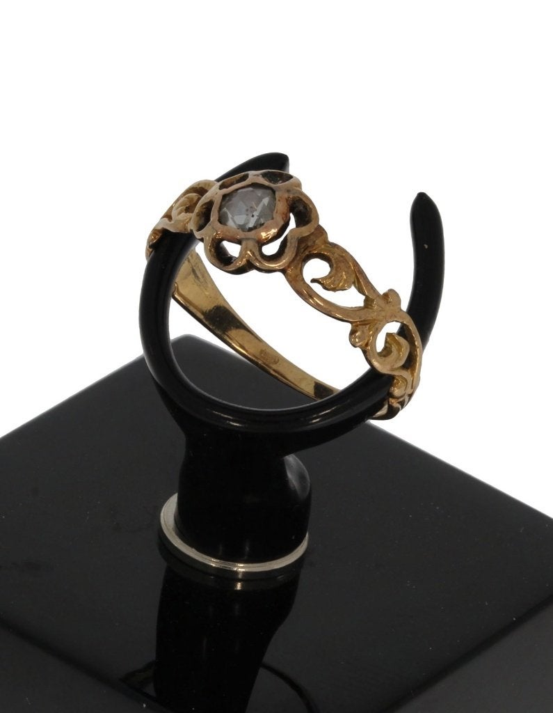 Diamant antieke 14k gouden dames ring 19e eeuws vintage, Verzenden, Goud, Ring, Met edelsteen