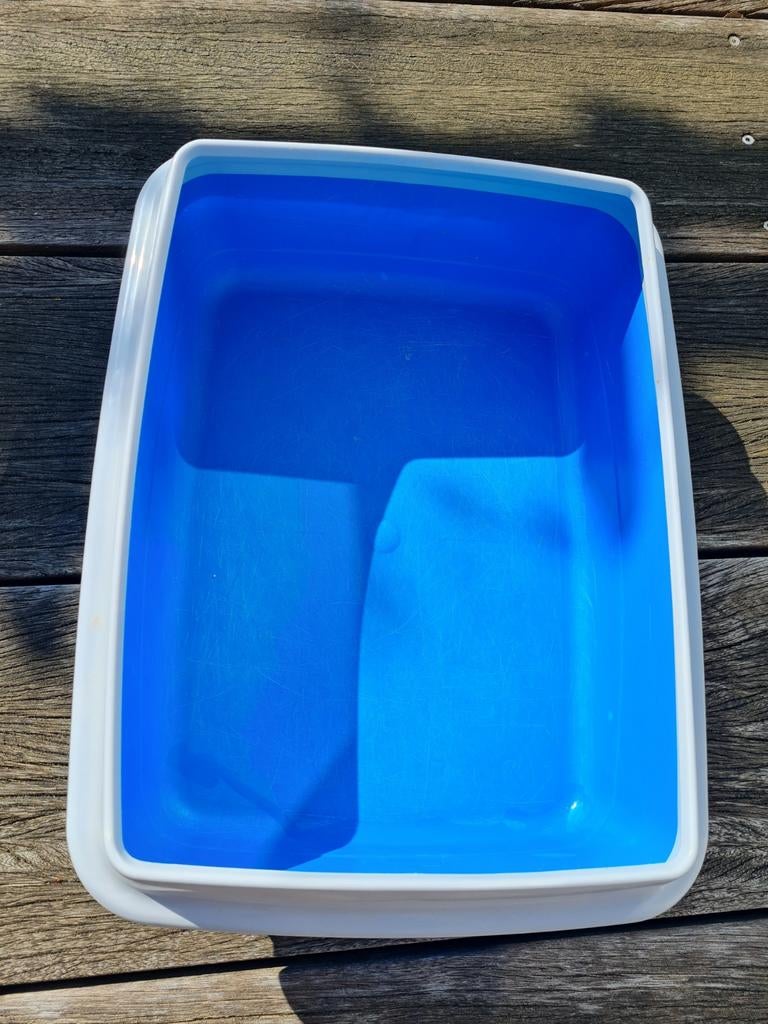 Kattenbak, blauw met grijs, open bak, Ophalen of Verzenden, Gebruikt