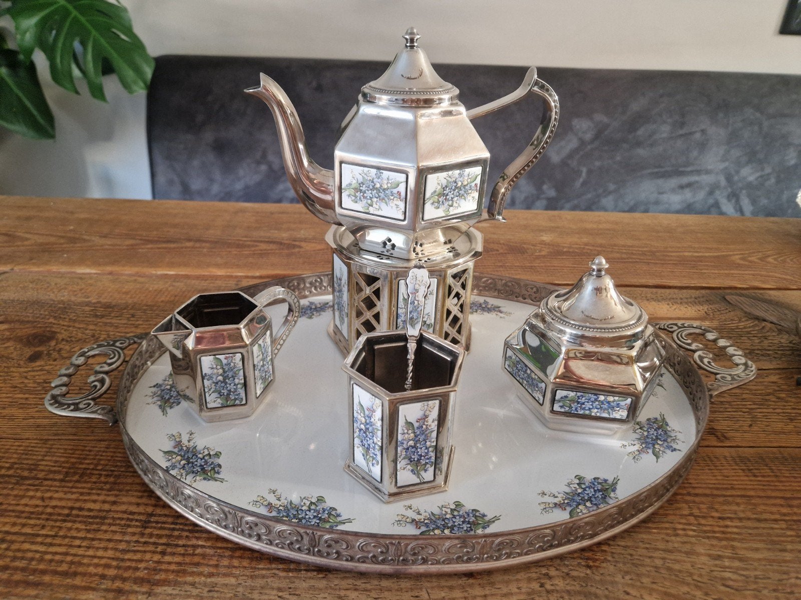 vintage theeservies verzilverd van Pako Rhenen, Antiek en Kunst, Ophalen of Verzenden