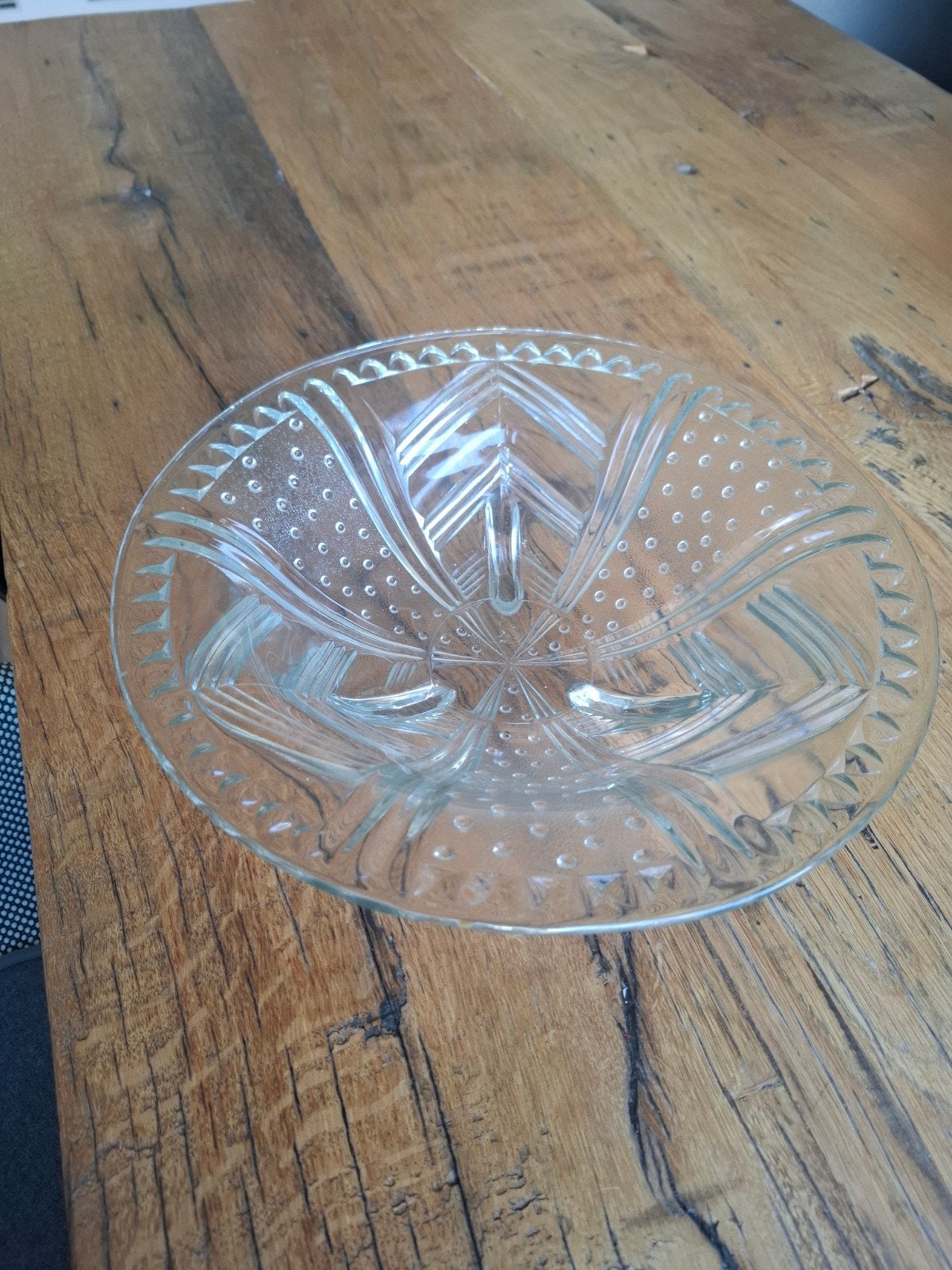 Vintage glazen schaal op voet (3), Antiek en Kunst, Ophalen of Verzenden