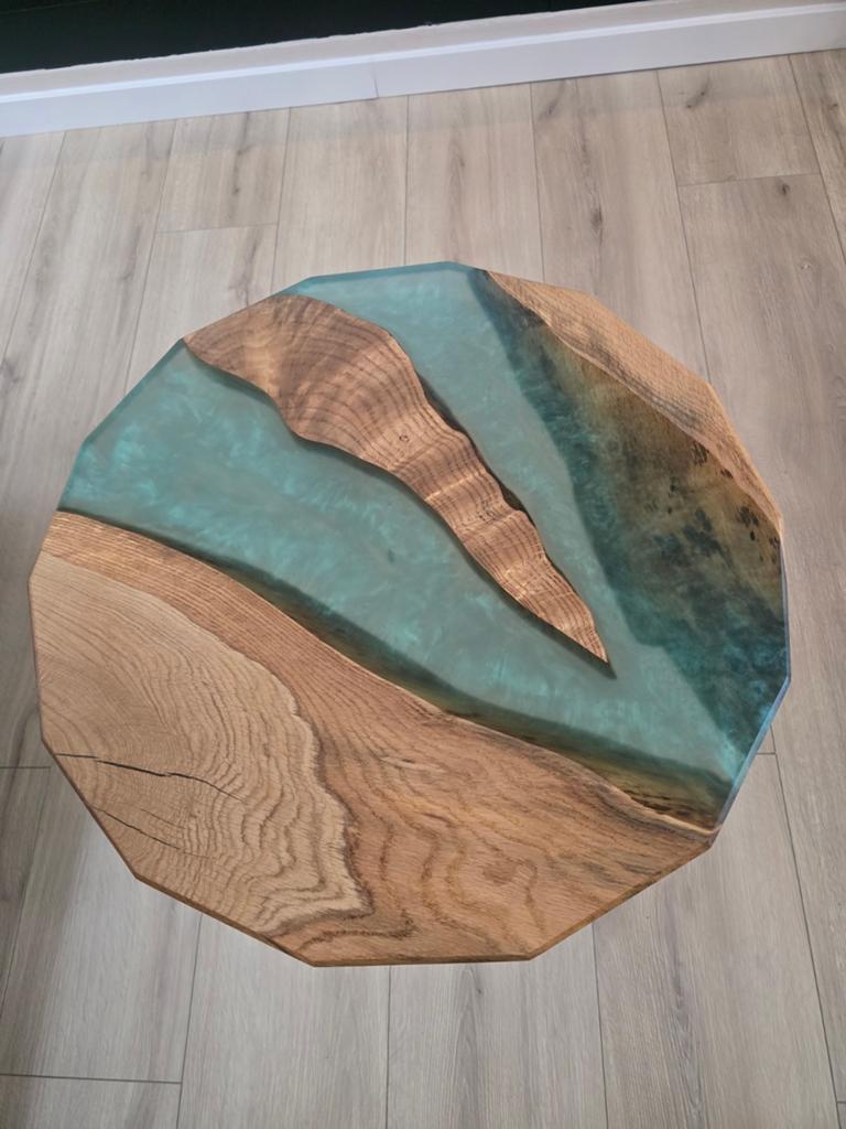 Mooie epoxy tafel ocean green, Huis en Inrichting, Tafels | Salontafels, Nieuw, 50 tot 100 cm, 50 tot 100 cm, Rechthoekig, Ophalen of Verzenden