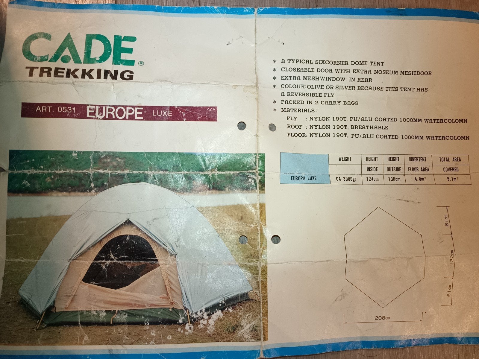 cade trekking europe luxe tent met miniscuul gaatje, Ophalen of Verzenden, Gebruikt