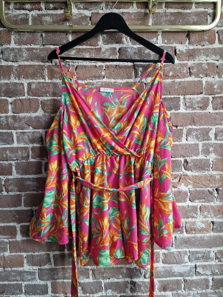 Loavies playsuit tropisch roze festival zomer L, Ophalen of Verzenden, Zo goed als nieuw, Roze