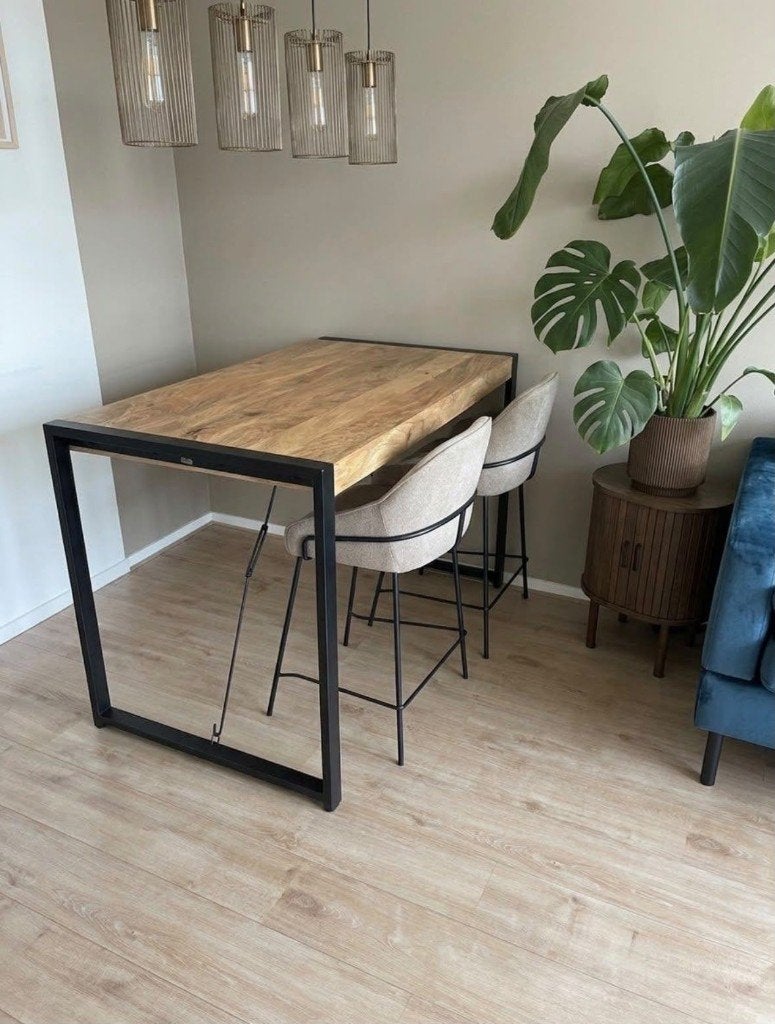 Mangohouten Bartafel 140 x 80 x 93 cm, Ophalen, 100 tot 150 cm, 50 tot 100 cm, Zo goed als nieuw