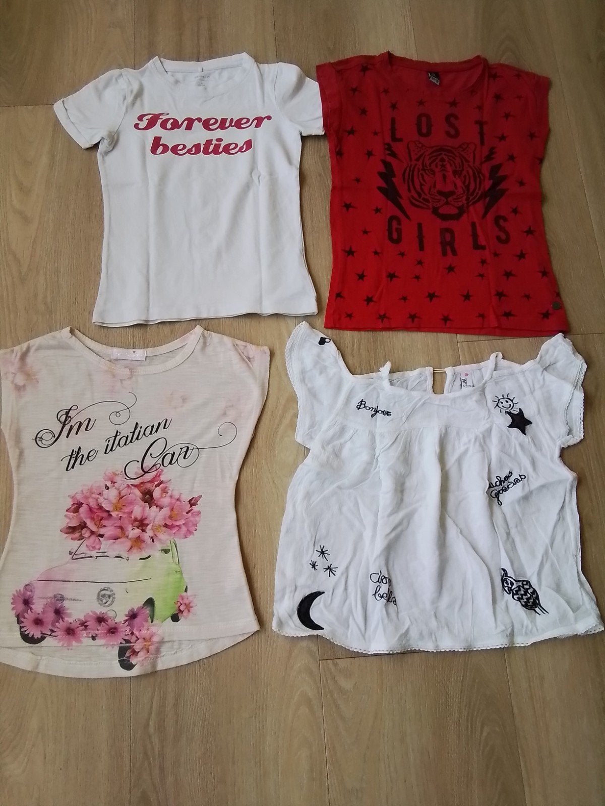 4 shirtjes mt 122-128, Ophalen of Verzenden, Zo goed als nieuw, Meisje, Shirt of Longsleeve