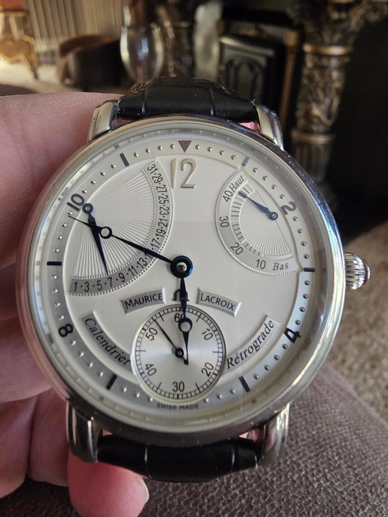Maurice Lacroix Calendrier Retrograde Masterpiece, Ophalen of Verzenden, Zo goed als nieuw, Leer, Overige merken