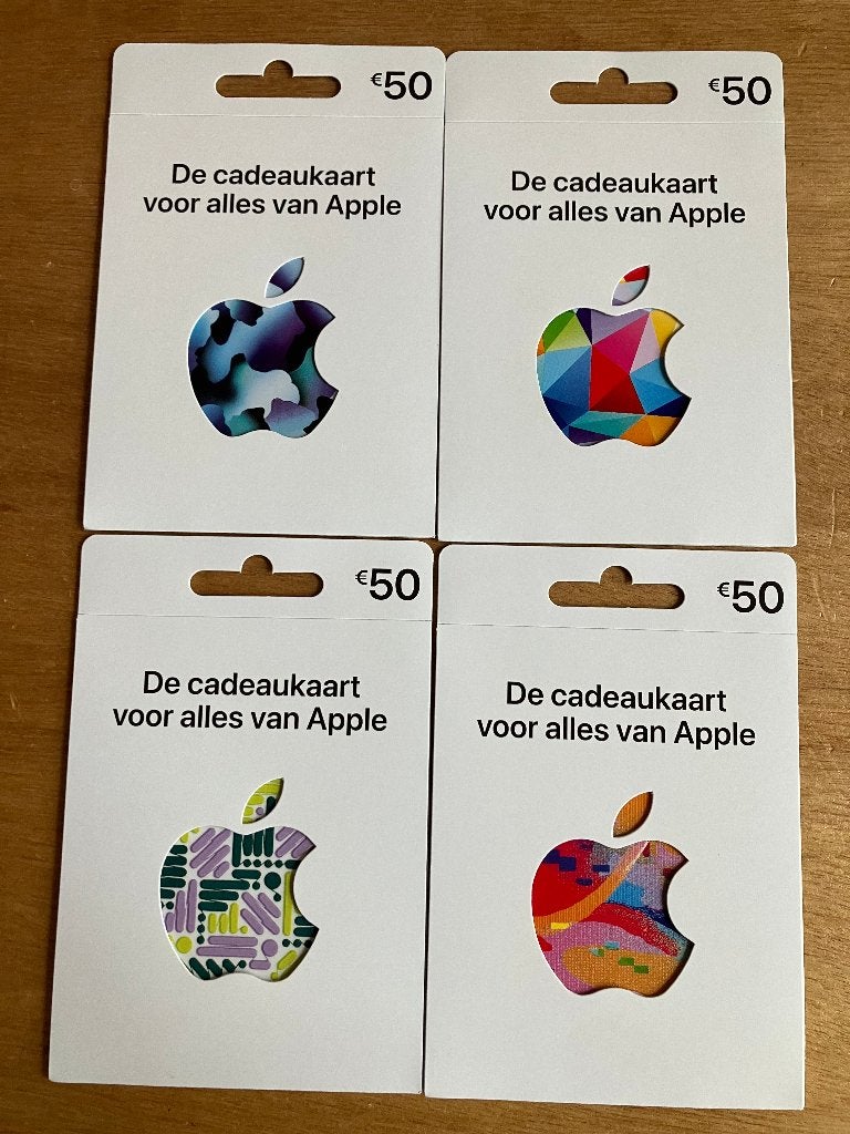 4 Cadeaukaarten voor alles Apple: van 50€ voor 45€ per stuk, Tickets en Kaartjes, Kortingen en Cadeaubonnen, Drie personen of meer