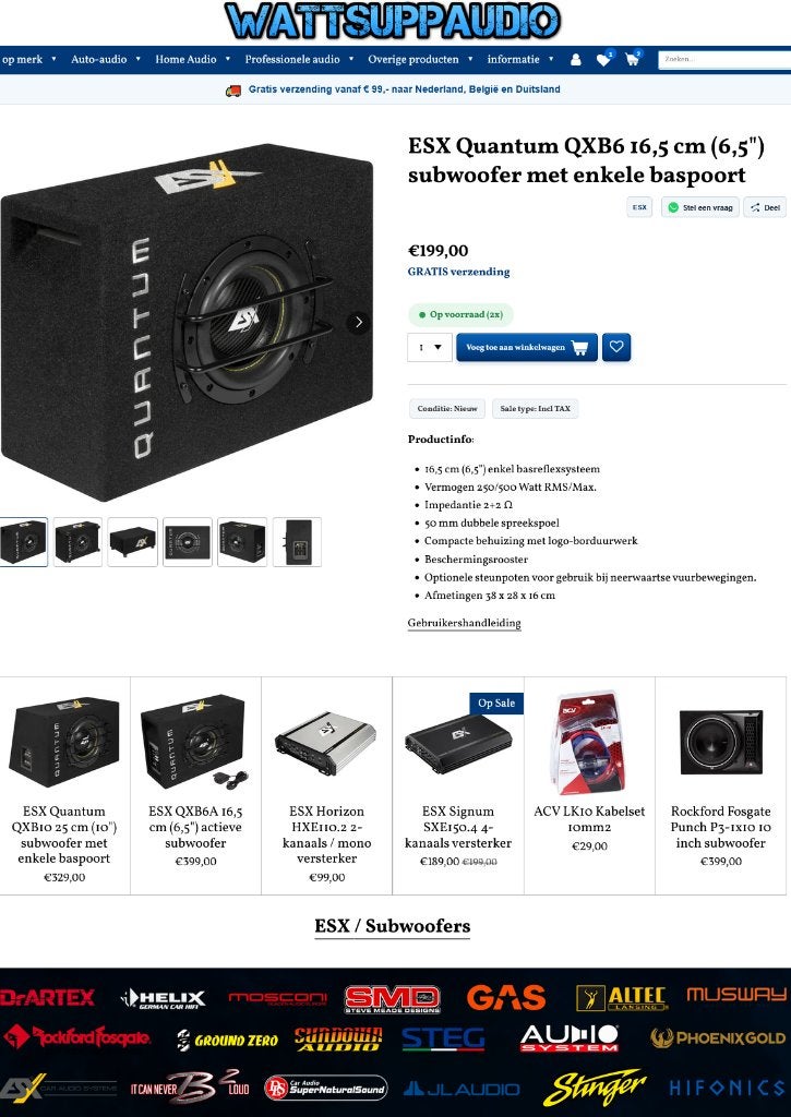 ESX Quantum QXB6 16.5cm / 6.5 inch subwoofer gepoort/compact, Audio Design, Nieuw, Am Breilingsweg 3, 76709 Kronau, Duitsland