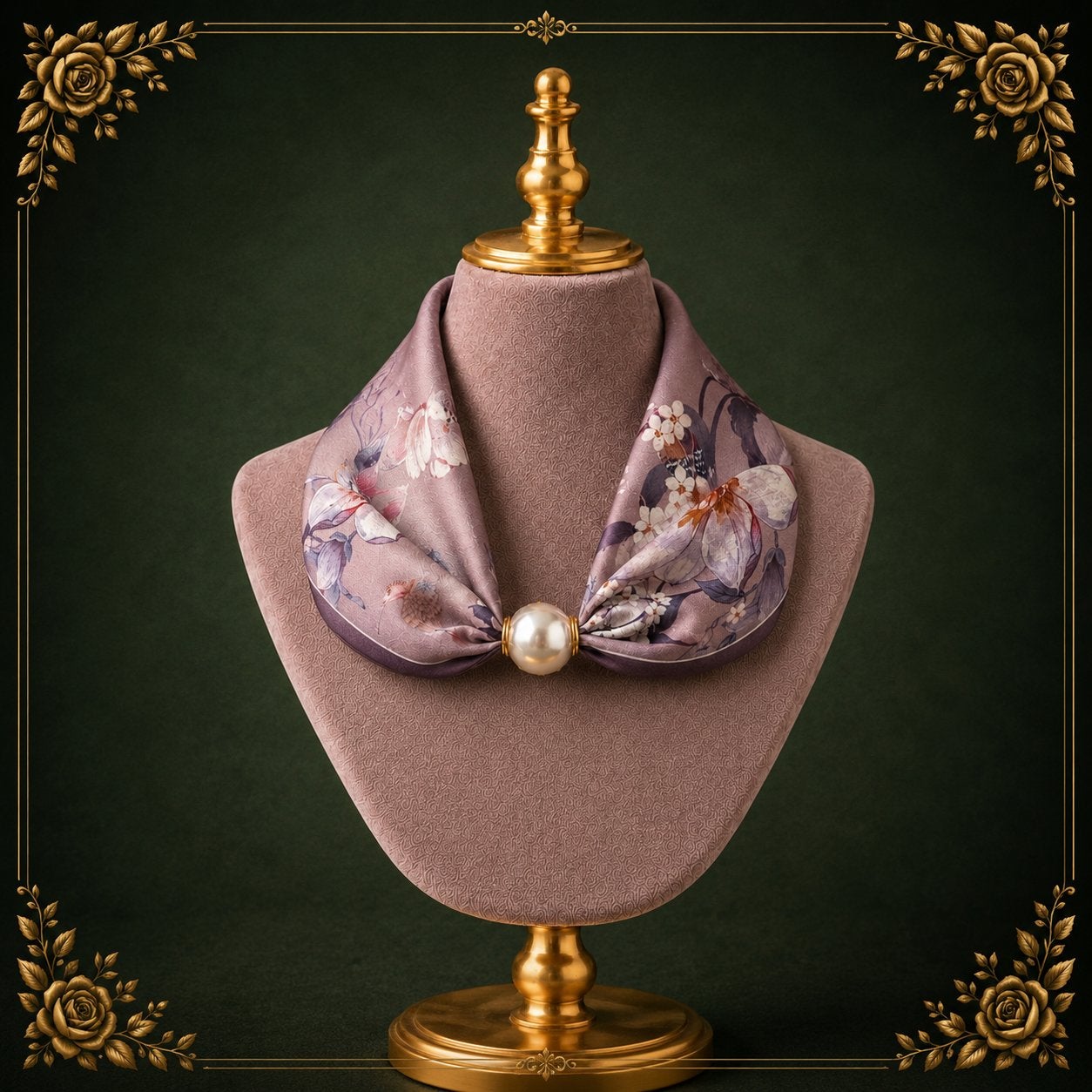 Elegante Zijden Sjaal met Parel magneetsluiting, Ophalen of Verzenden, Nieuw