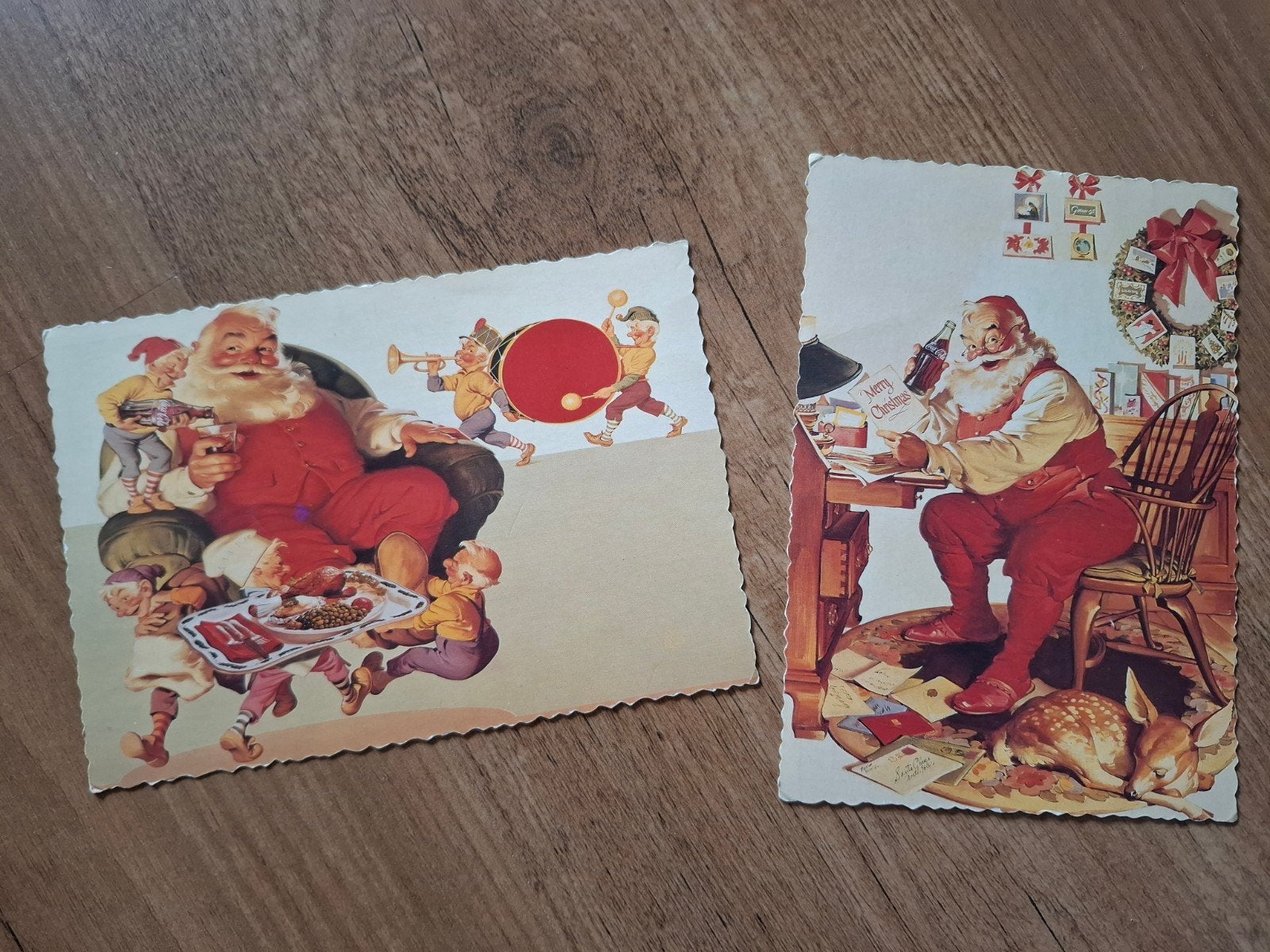 2 Coca-Cola Kerstkaarten Haddon Sundblom, Verzamelen, Ophalen of Verzenden, Ongelopen