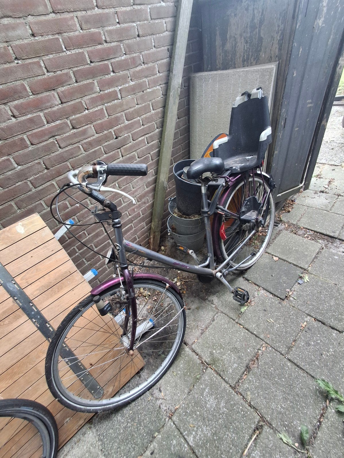 Gebruikte damesfiets met kinderzitje, Fietsen en Brommers, Fietsen | Dames | Damesfietsen, Overige merken, Gebruikt, Velgrem, Versnellingen