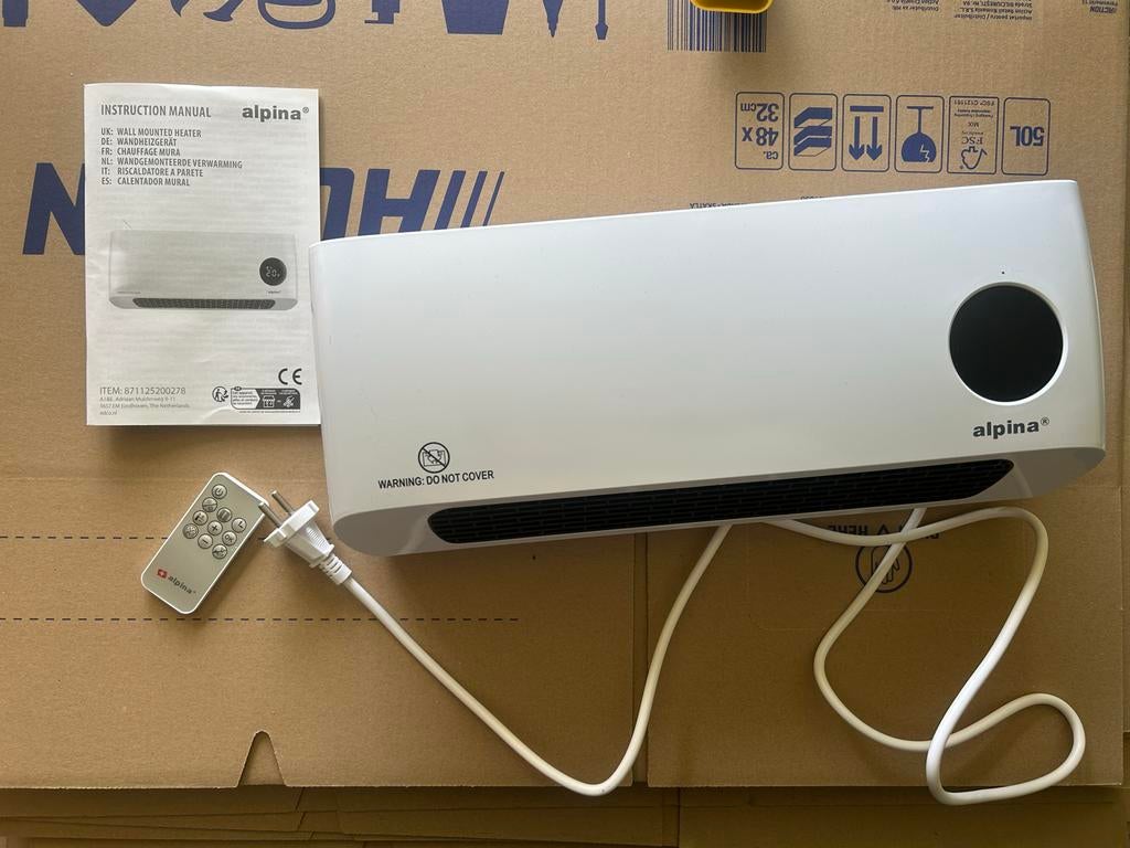 Alpina Wandgemonteerde Keramische Verwarming/Ventilator, Doe-het-zelf en Verbouw, Verwarming en Radiatoren, Ophalen, Minder dan 30 cm