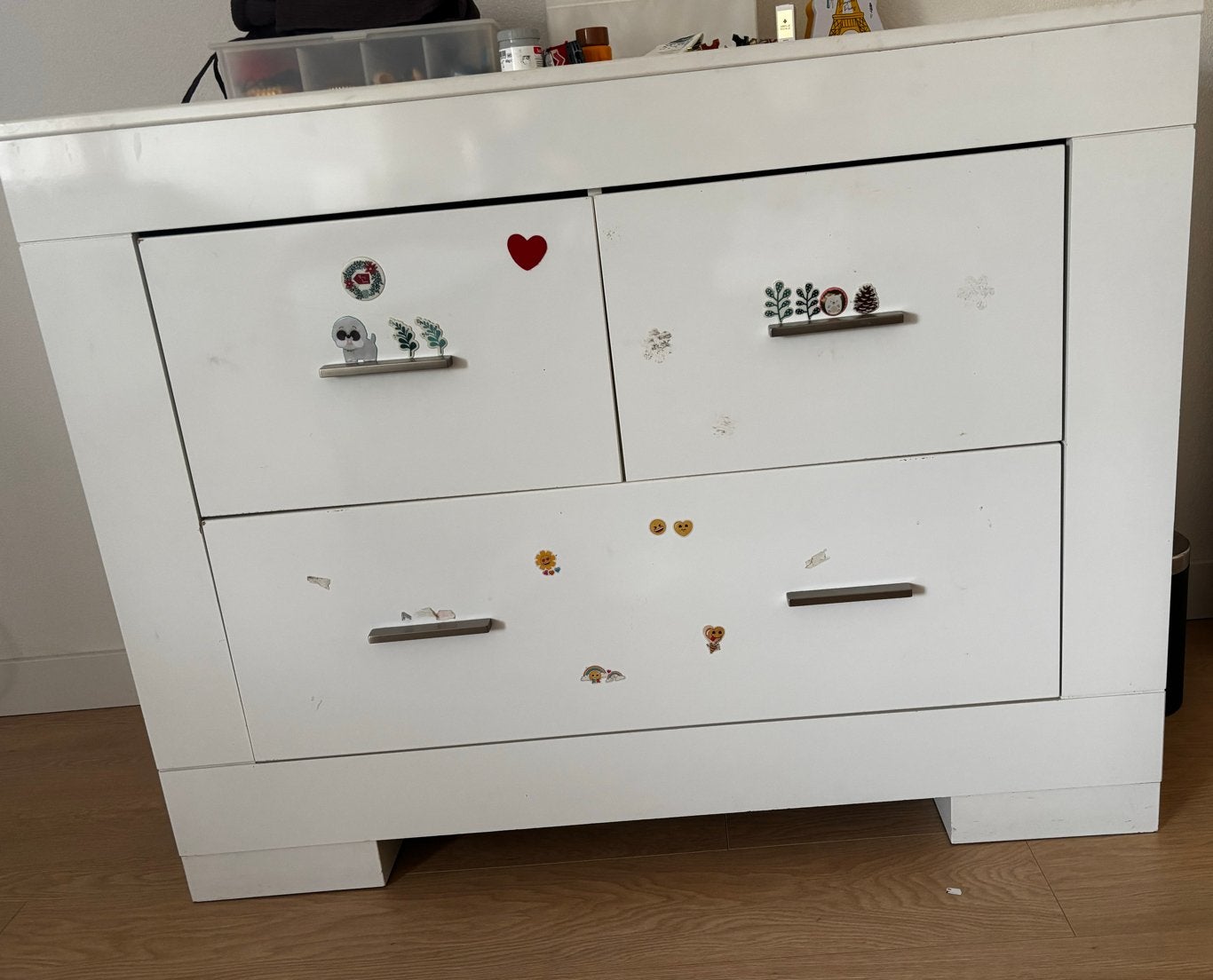 Witte ladekast met 3 laden, Ophalen, Overige materialen, Gebruikt, 100 tot 150 cm