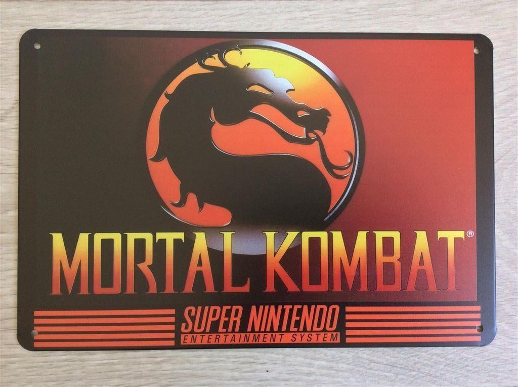 MORTAL KOMBAT | SNES Retro Gaming Metalen Wandbord, Spelcomputers en Games, Games | Overige, Vechten, 1 speler, Nieuw, Ophalen of Verzenden