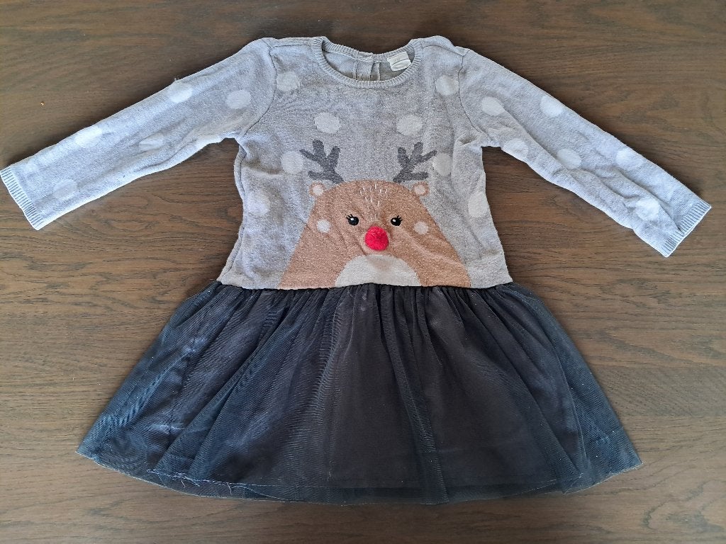 K13 Grijs Kerstjurkje H&M maat 86, Gebruikt, Meisje, Jurkje of Rokje, Ophalen of Verzenden