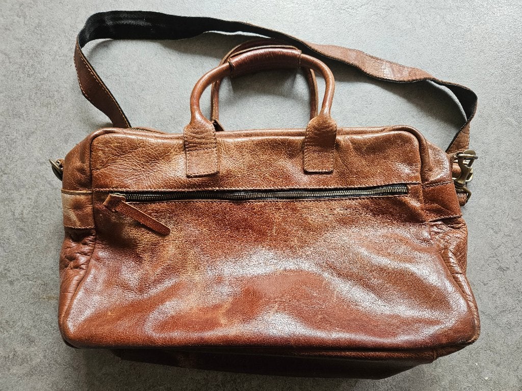 Cowboysbag schoudertas, Sieraden, Tassen en Uiterlijk, Ophalen of Verzenden, Gebruikt, Bruin, Leer