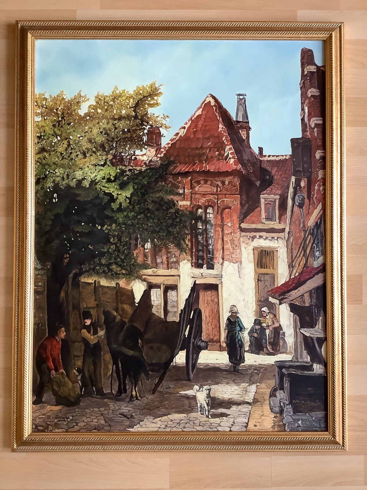 olieverfschilderij centrum Harderwijk naar Cornelis Springer, Ophalen