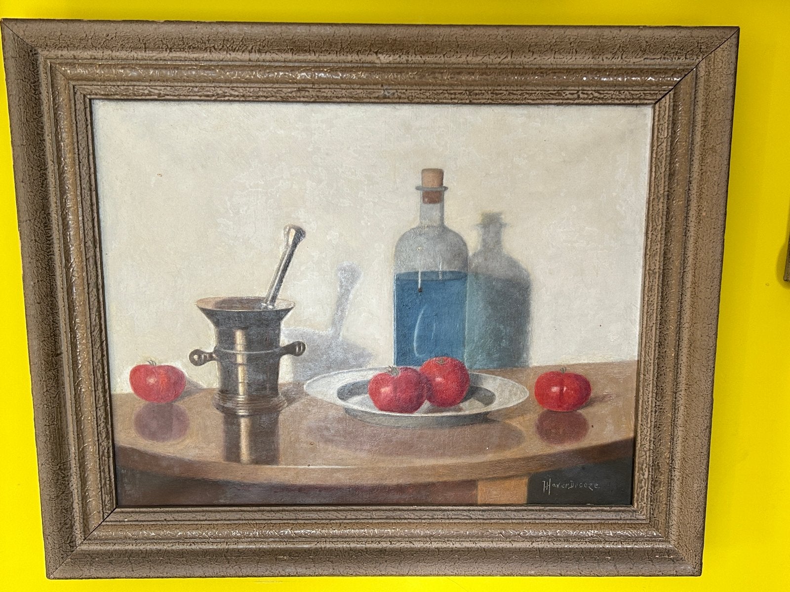 Stilleven met vijzel en flessen - J. Haver Droeze, Antiek en Kunst, Ophalen
