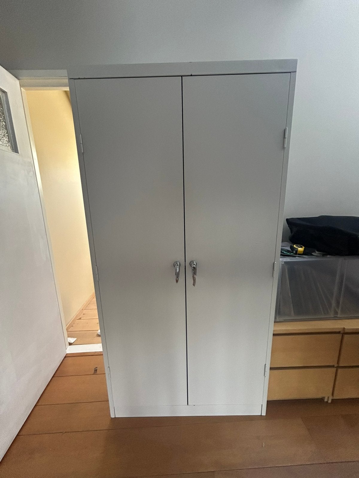 Vintage Industriële Stalen Archiefkast, Locker, Opbergkast, Ophalen, Gebruikt, 50 tot 100 cm, Metaal