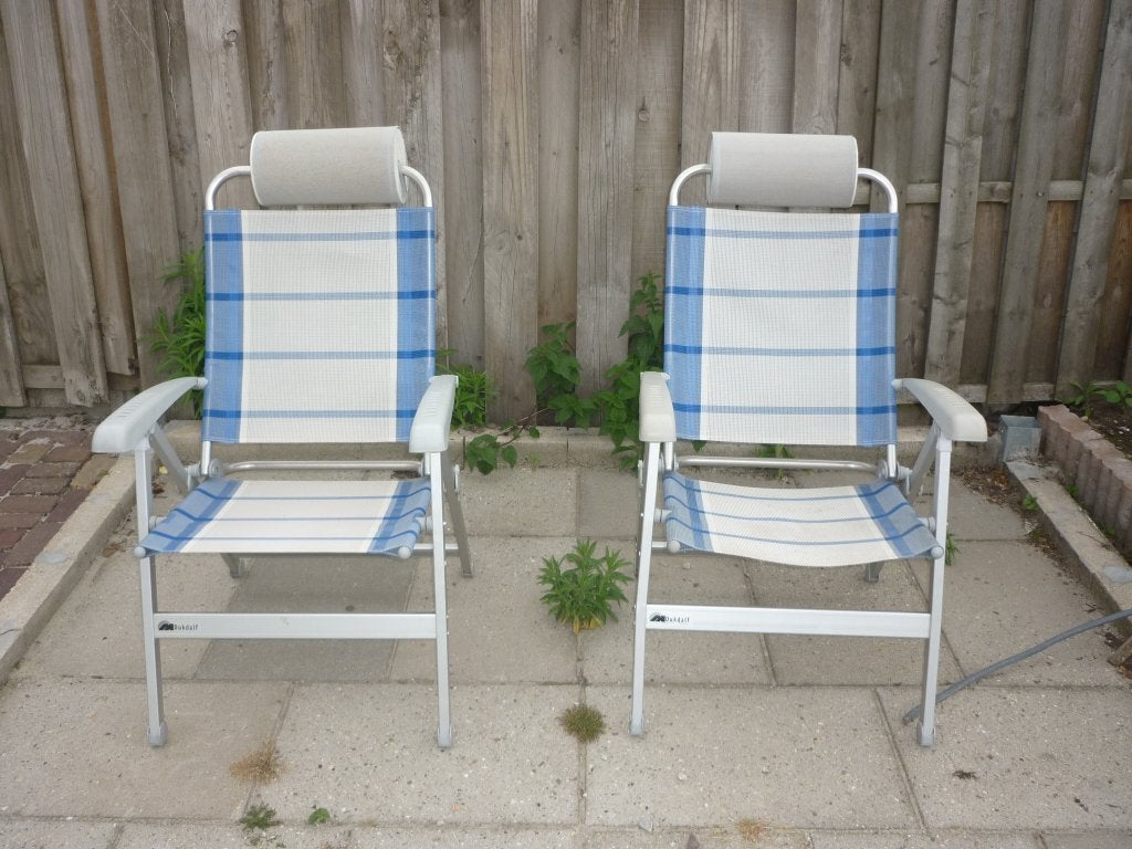 Twee Dukdalf campingstoelen comfortabel en verstelbaar, Ophalen, Nieuw, Overige materialen, Verstelbaar