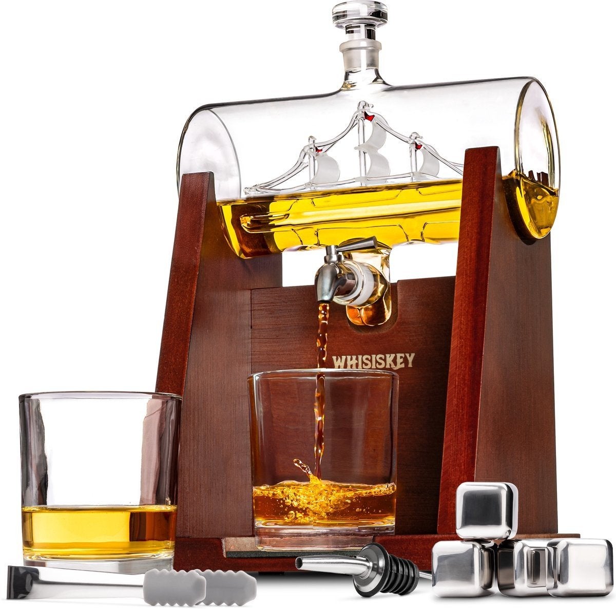 Whiskey Karaf Set - Zeilschip Design - 1L - Nieuw, Ophalen, Meerkleurig, Overige stijlen, Nieuw