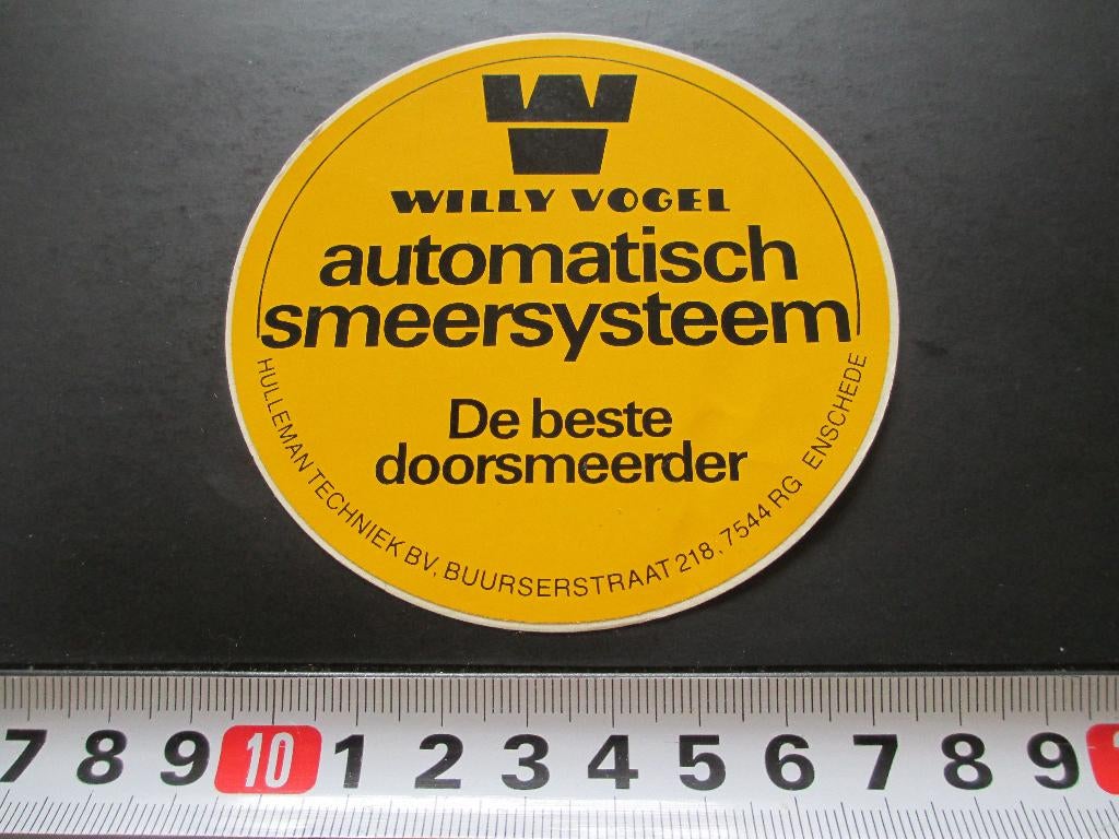 sticker enschede willy vogel autom. smeersysteem hulleman, Ophalen, Zo goed als nieuw