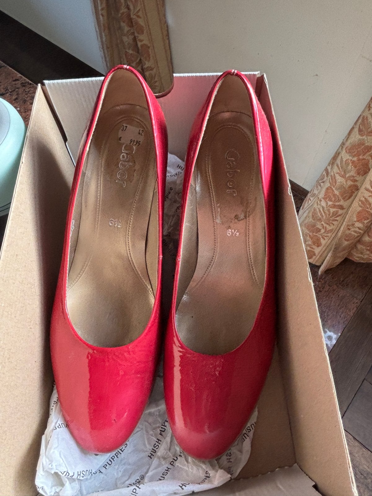 Gabor rode lakleren pumps, maat 40, Pumps, Verzenden, Zo goed als nieuw, Roze