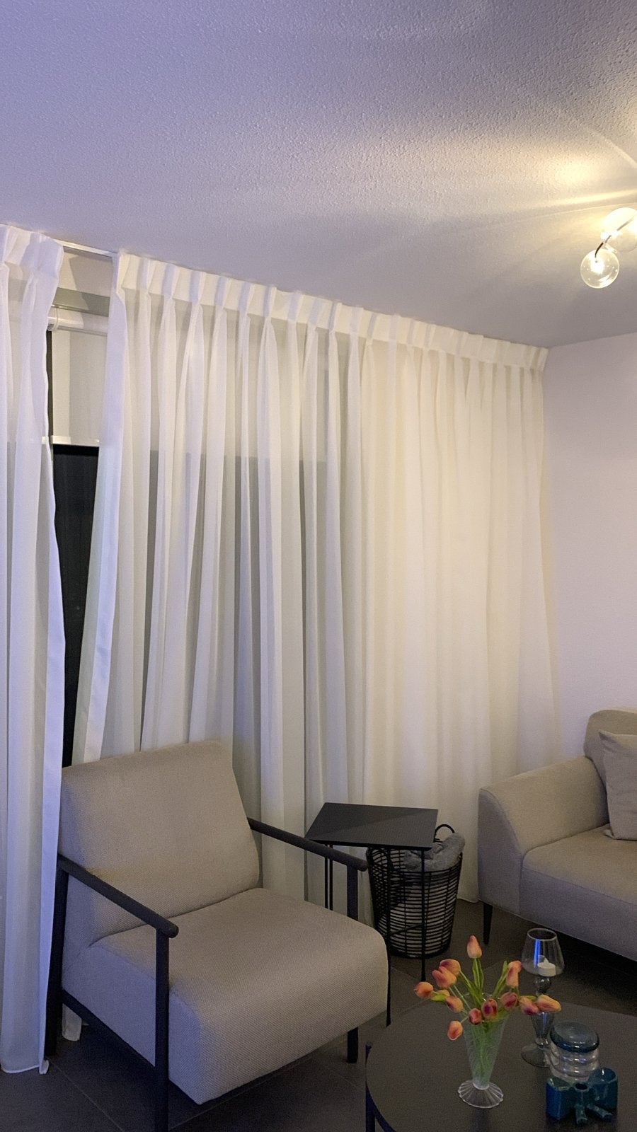 Lichtdoorlatende witte vitrage gordijnen, Vitrage, Wit, Ophalen of Verzenden, Polyester