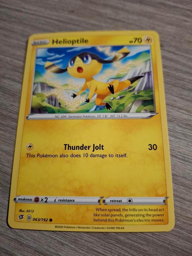 Helioptile Pokémon Kaart - 063/192, Ophalen of Verzenden, Zo goed als nieuw, Losse kaart