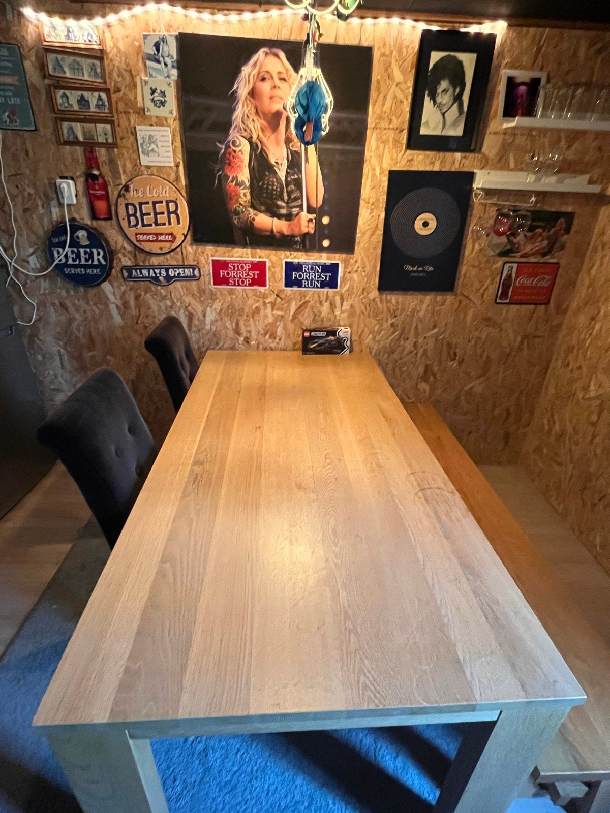 Eikenhouten eettafel met 2 stoelen, Ophalen, Gebruikt, Eikenhout, 50 tot 100 cm