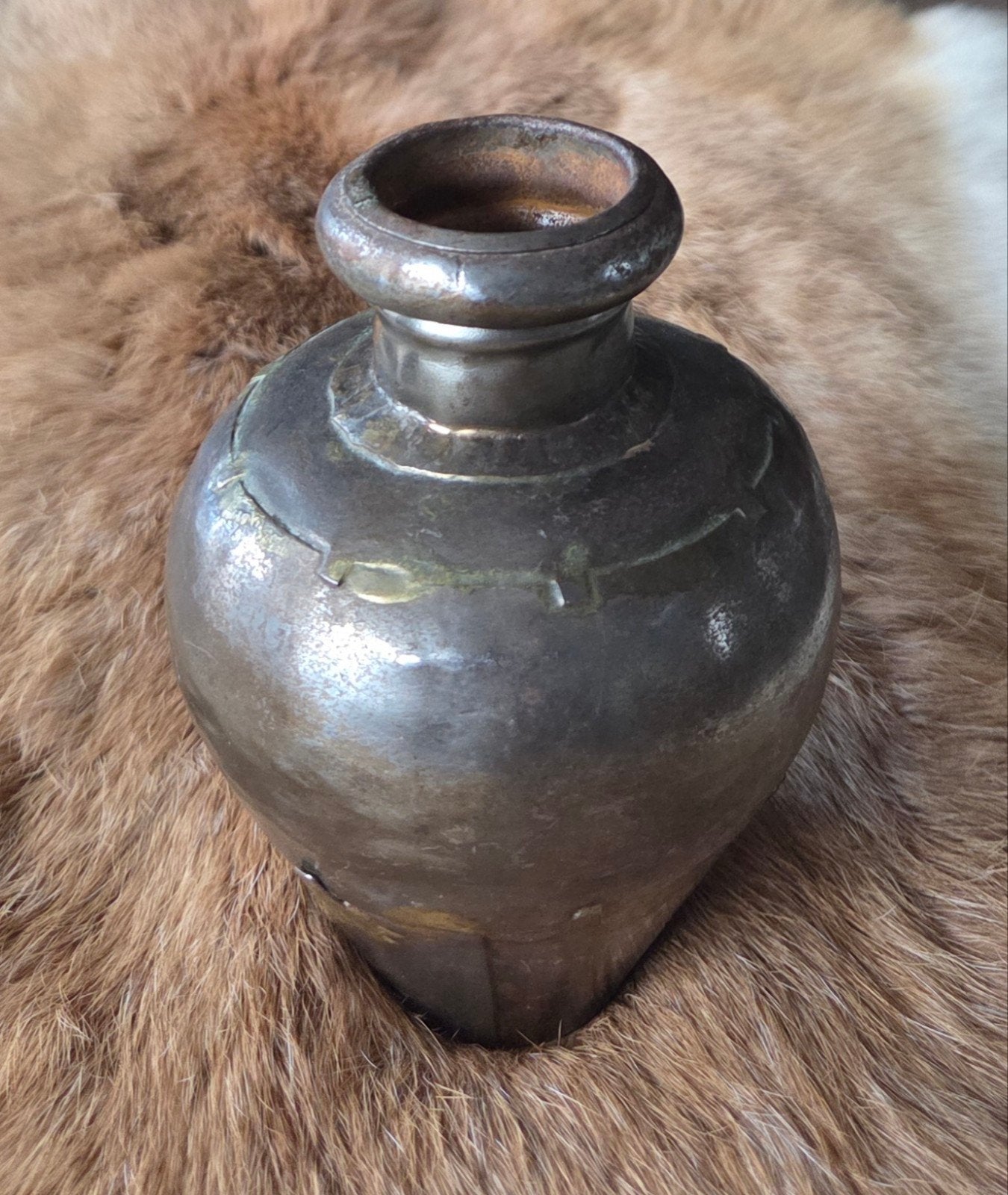 Indiase metalen kalebaskruik / vintage lota vaas, Ophalen of Verzenden