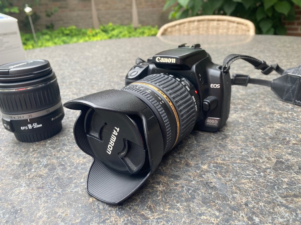 Canon EOS 400D met twee lenzen, Audio, Tv en Foto, Fotocamera's Digitaal, Gebruikt, Canon, Overige typen, 10 megapixels