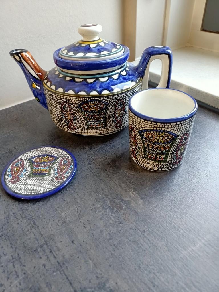 Authentiek Armeens keramiek uit Israël - theepot, Ophalen of Verzenden