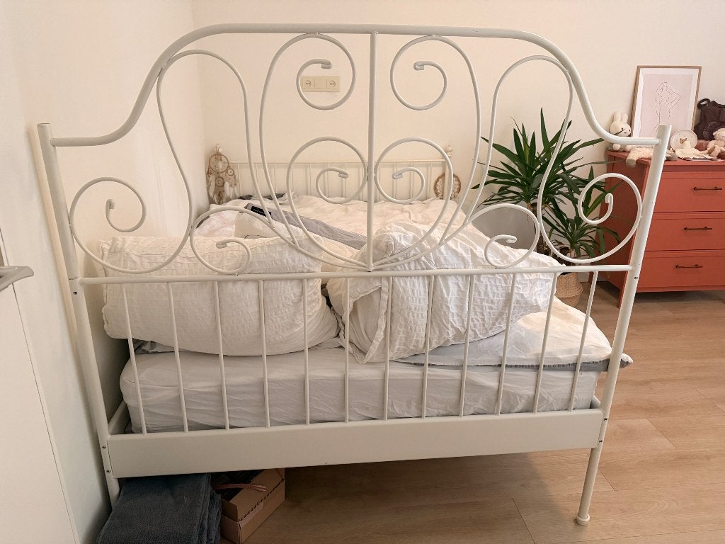 IKEA leirvik frame 140x200, Ophalen, Gebruikt, Wit, Tweepersoons