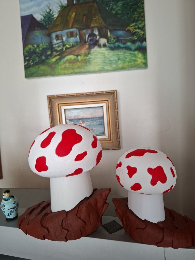 Handgeschilderd Kuifje paddenstoel 15cm., Verzamelen, Beelden en Beeldjes, Ophalen of Verzenden, Nieuw, Overige typen