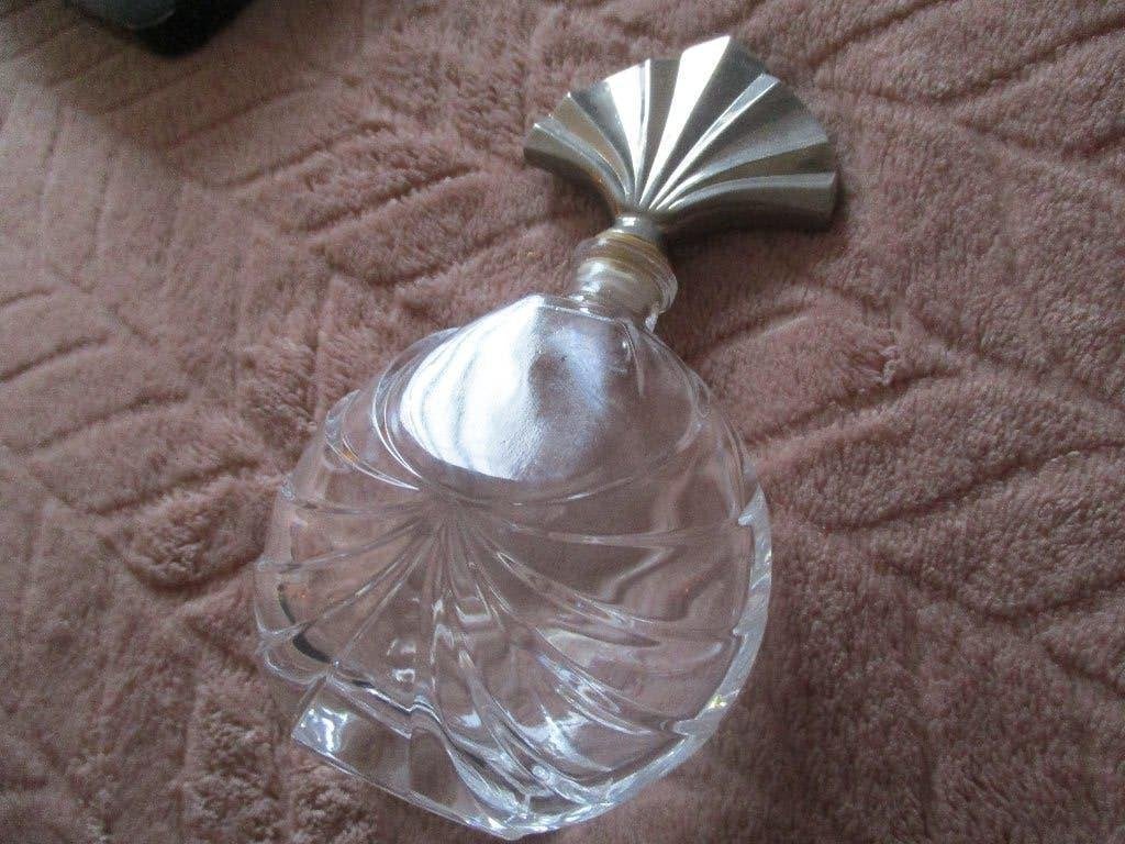 parfumfles kristal met art deco dop, Ophalen of Verzenden, Zo goed als nieuw, Parfumfles