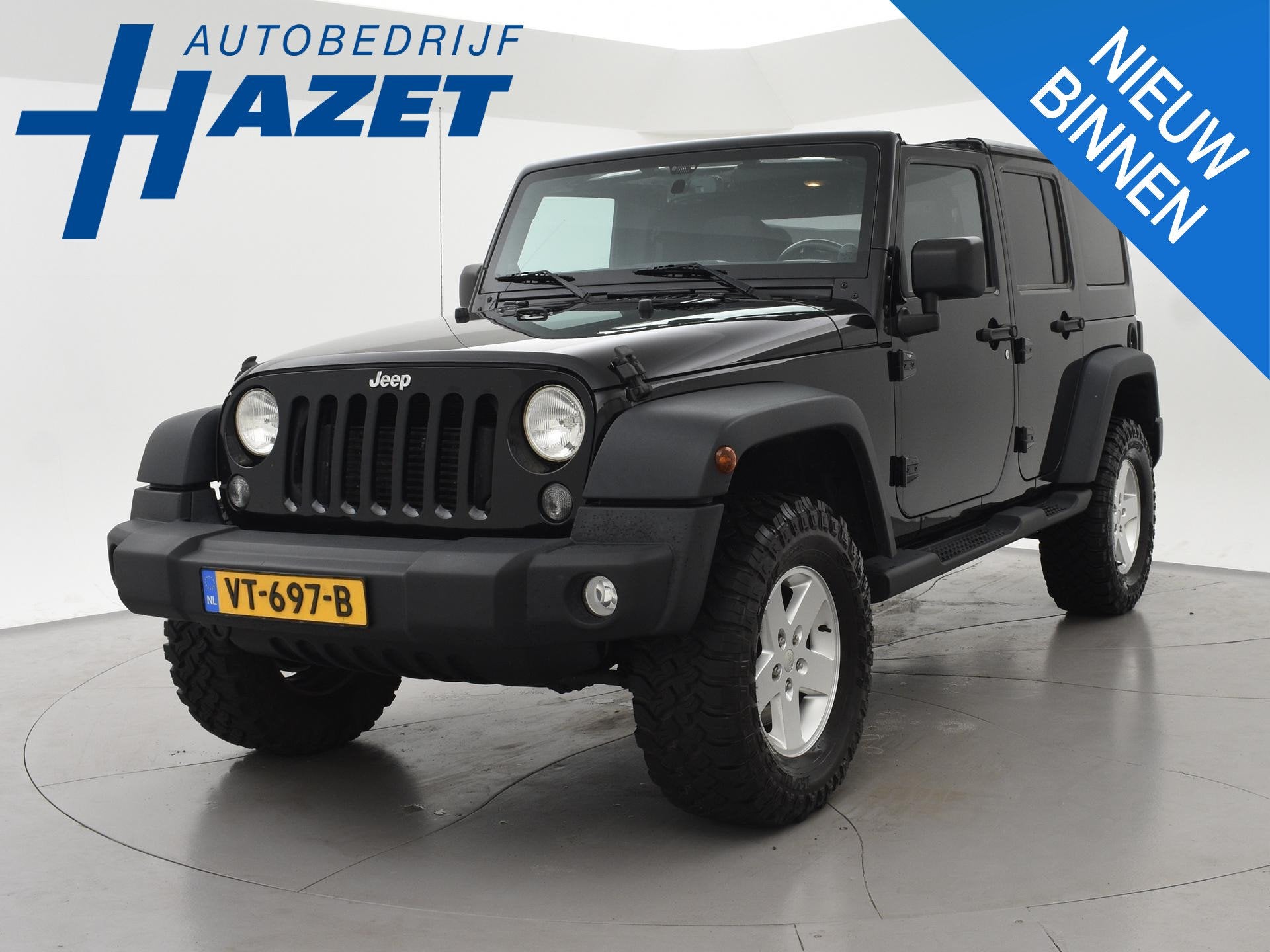 Jeep Wrangler 2.8 CRD 200 PK SPORT AUT. 4X4 GRIJS KENTEKEN *, Auto's, Jeep, Automaat, Euro 5, Stof, Zwart