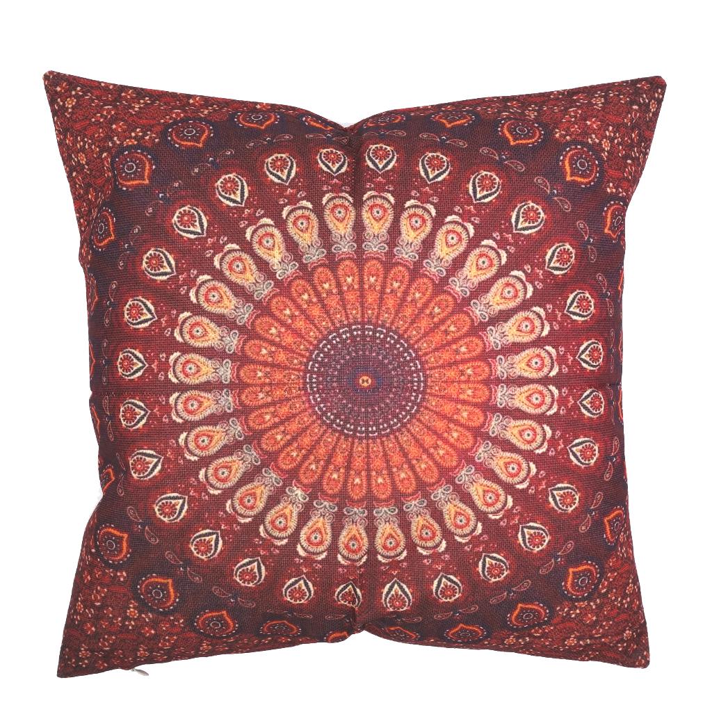 Mandala kussenhoes Bordeaux linnenlook | 44 x 44 cm, Dekussenkraam@gmail.com, Overige kleuren, Verzenden, De kussenkraam