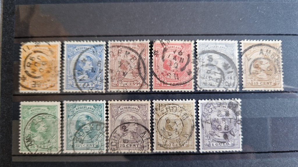 NVPH 34-44 gestempeld. Koningin Wilhelmina Hangend Haar, Postzegels en Munten, Postzegels | Nederland, Verzenden, T/m 1940, Gestempeld