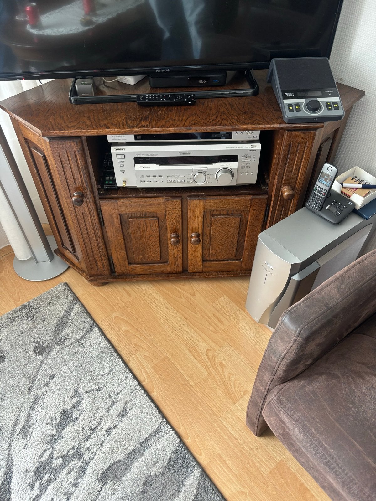Eikenhouten TV hoekkast - Klassiek en functioneel, Ophalen, Gebruikt, Eikenhout, 50 tot 100 cm