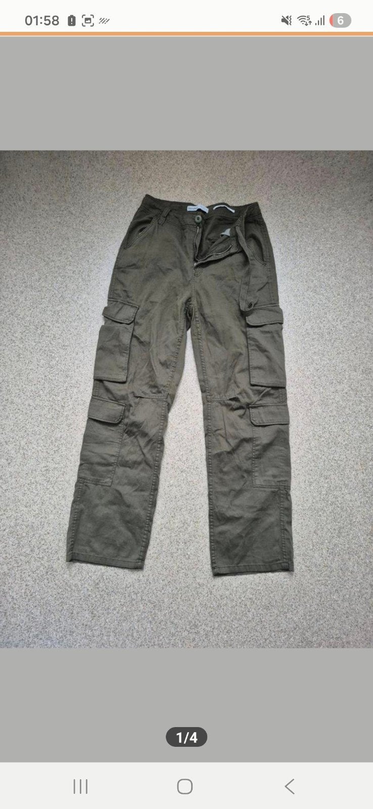 Bershka Straight Multicargo Broek Maat m, Maat 36 (S), Lang, Gedragen, Groen