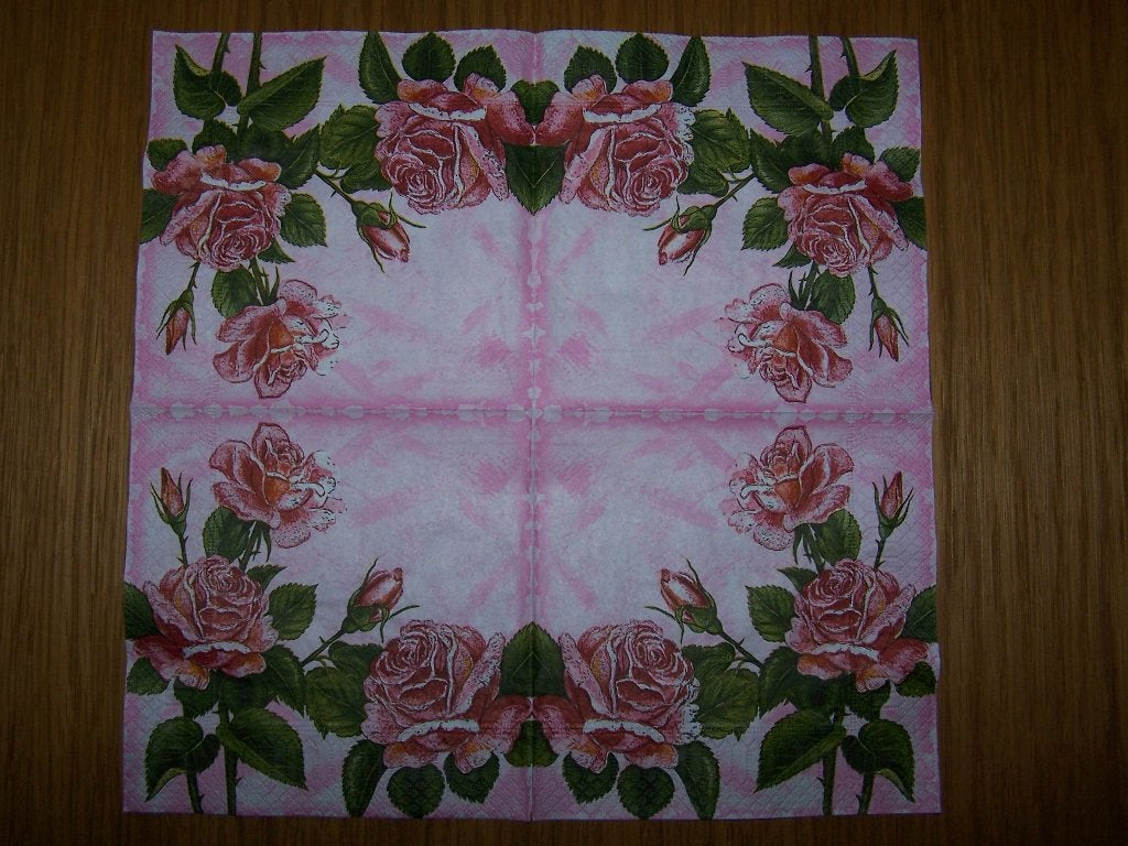 Servetten per stuk nr.30 (ROZEN), Nieuw, Papier of Karton, Knutselmateriaal, Natuur en Bloemen