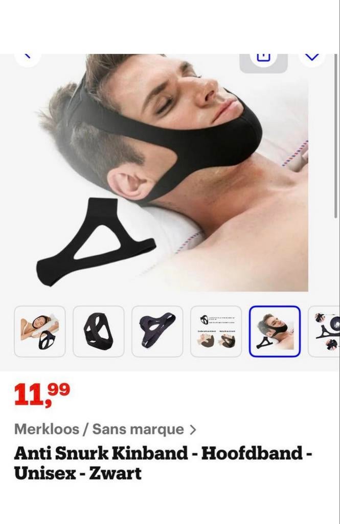 Anti Snurk Kinband - Hoofdband - Unisex - Zwart, Ophalen of Verzenden, Nieuw, Overige typen