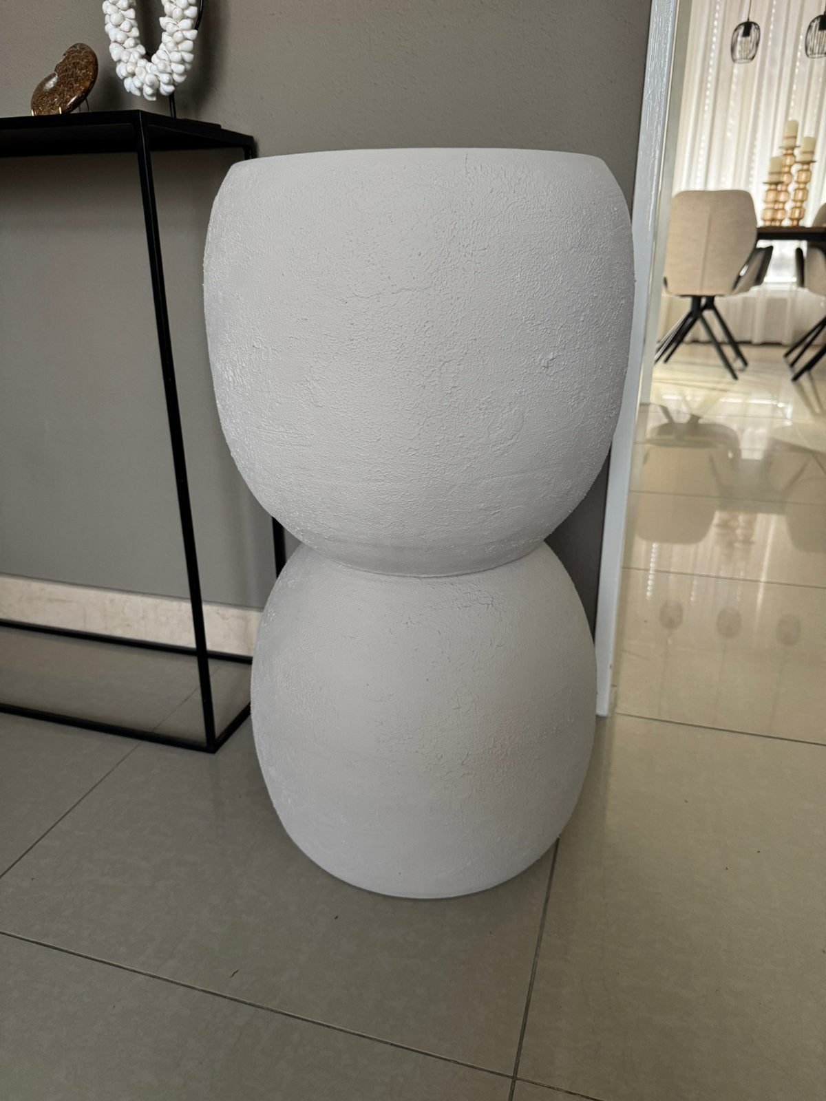 Grote binnen bloempot creme hoogte 75cm, Rond, Binnen, Zo goed als nieuw, Aardewerk