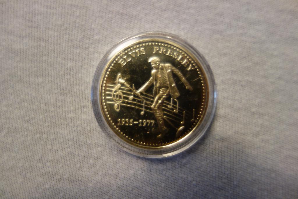 Herdenkingsmunt Elvis Presley Gold- Silver, Ophalen of Verzenden, Nieuw, Overige typen