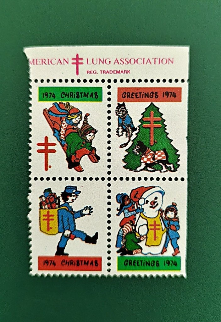 USA : TBC kerst/sluitzegels blok met strook 1974 postfris, Verzenden, Overige thema's