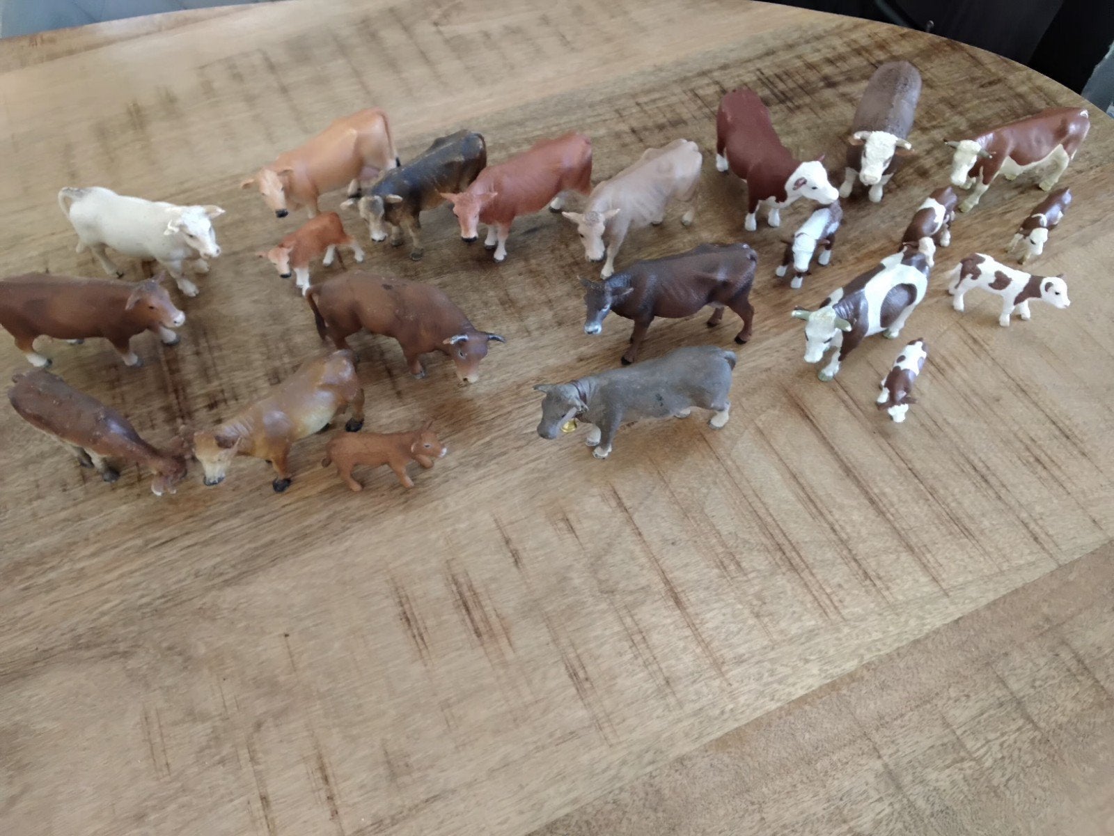 Schleich koe, stier, kalf bruin, bruin/wit bont., Ophalen of Verzenden, Zo goed als nieuw, Paard, Beeldje of Figuurtje