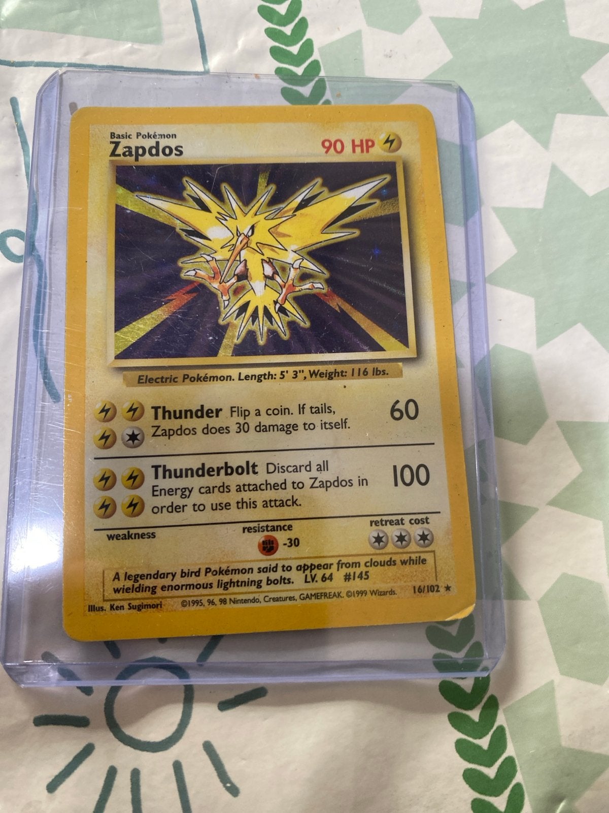 Pokémon Kaart Zapdos 16/102 Holo (Base Set), Ophalen of Verzenden, Gebruikt, Losse kaart, Foil