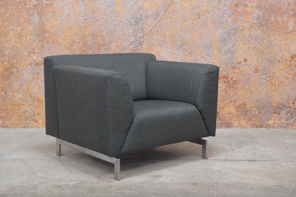 ZGANieuw grijsgroene stoffen Rolf Benz Linea design fauteuil, Leolux gelderland harvink rolf benz jori design on stock montis
