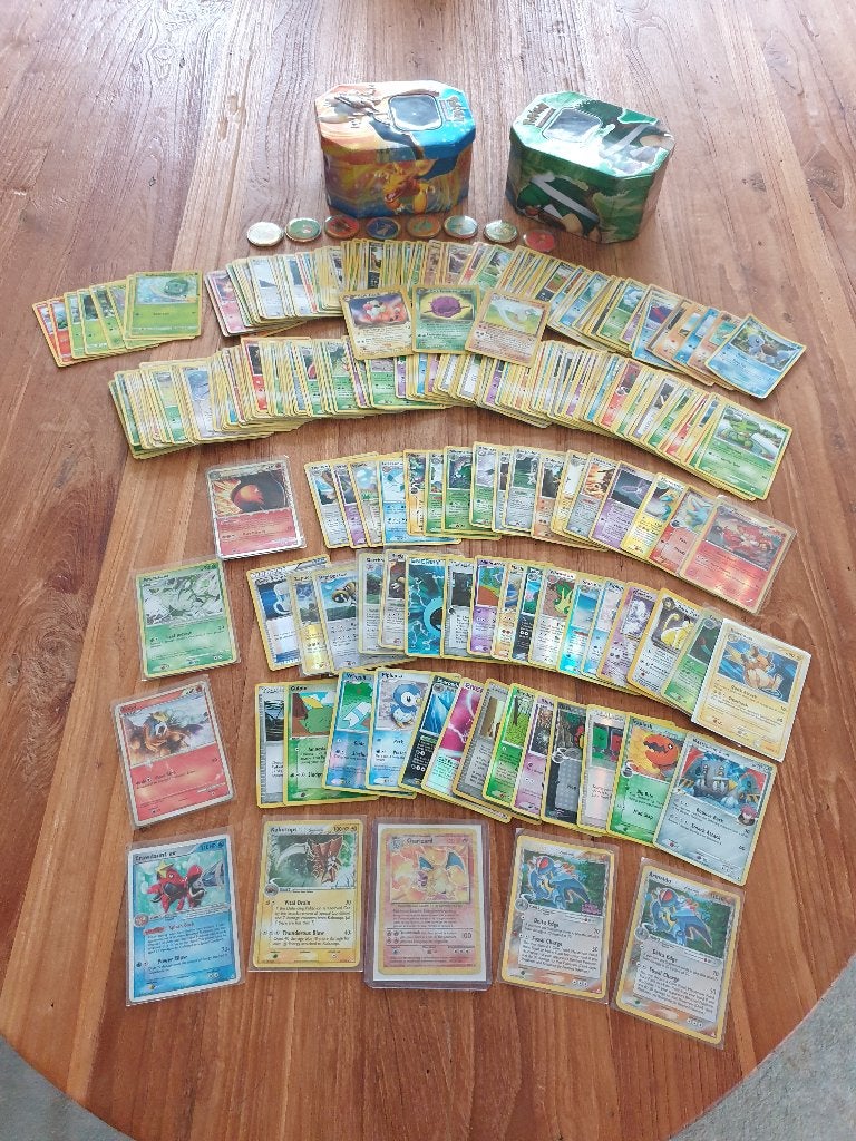 Zolderopruiming: 2 blikken met vintage kaarten, Ophalen of Verzenden, Gebruikt, Meerdere kaarten, Foil